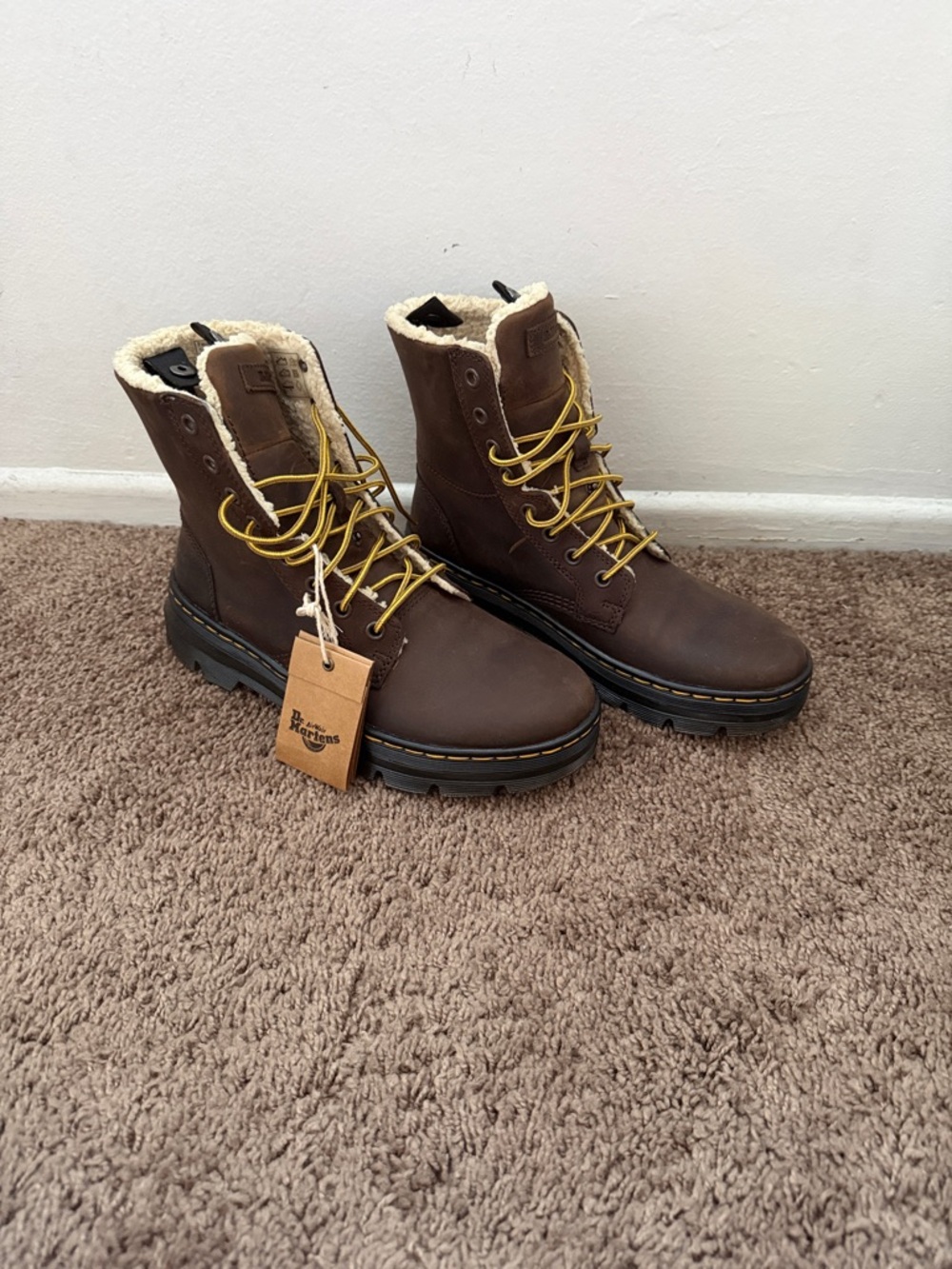 Dr. Martens Brown Combs Fold Down Fur Lined Boots